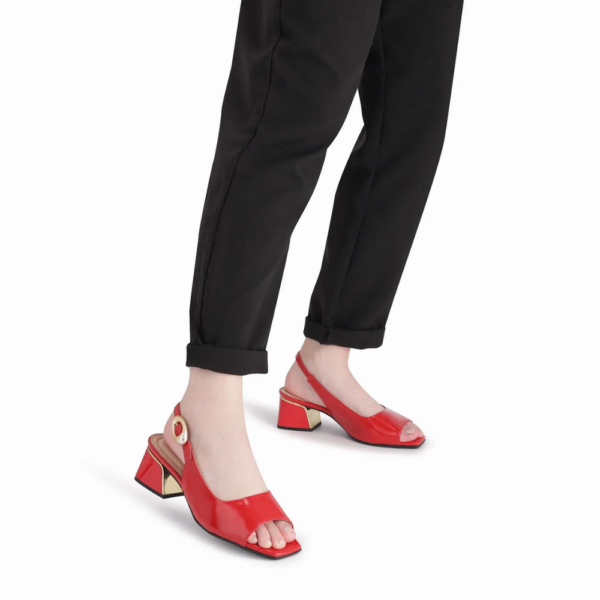 Sandália Slingback Renee Salto Médio Vermelho 543099