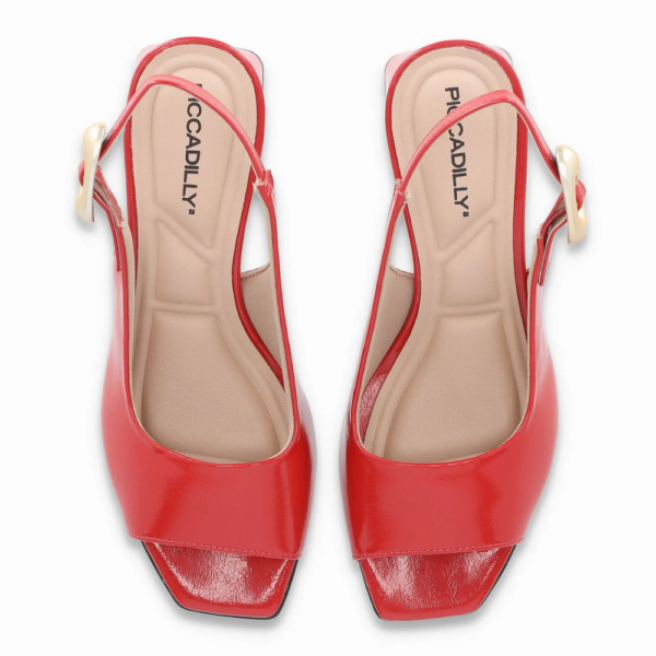 Sandália Slingback Renee Salto Médio Vermelho 543099