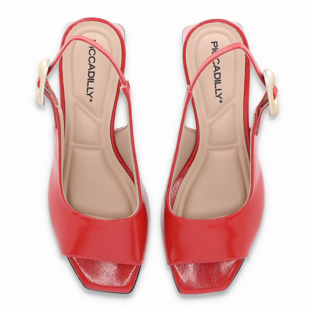 Sandália Slingback Renee Salto Médio Vermelho 543099 - Imagem 4