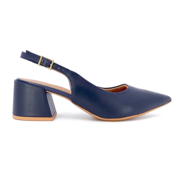 Slingback Usaflex em Couro Azul AK0202