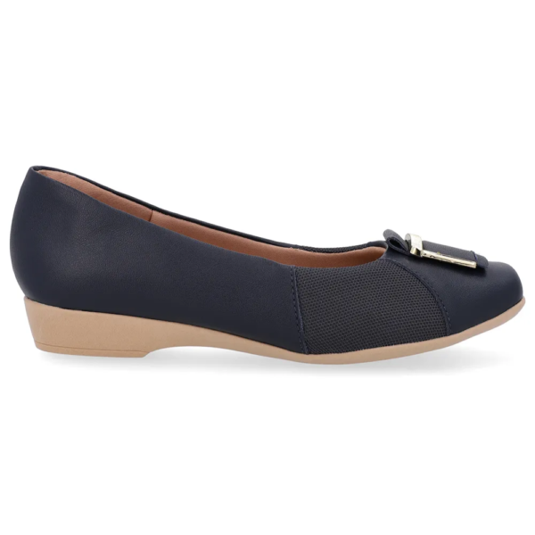 Sapatilha Feminina Usaflex em Couro Bico Redondo Azul AI1407