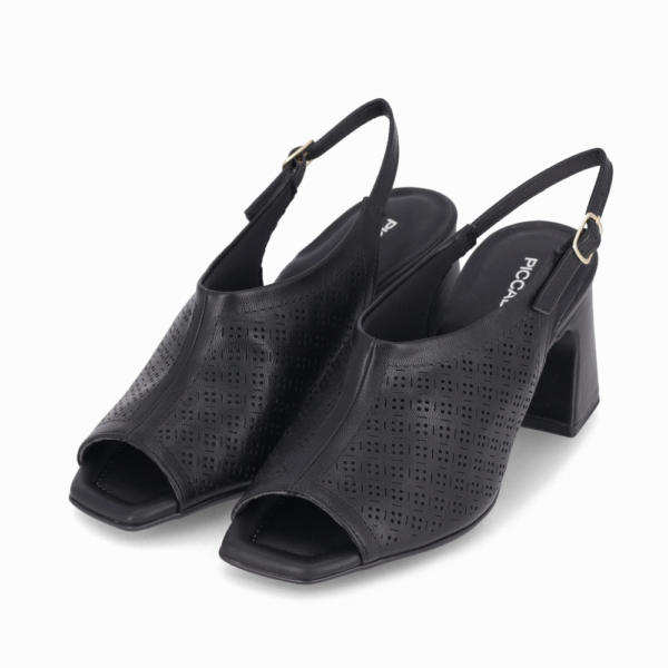 Sandália Feminina Piccadilly Salto Bloco Alto Preto 626055
