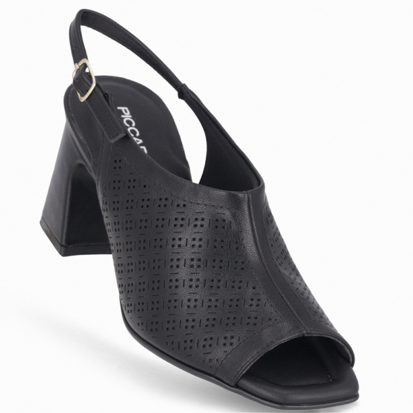 Sandália Feminina Piccadilly Salto Bloco Alto Preto 626055