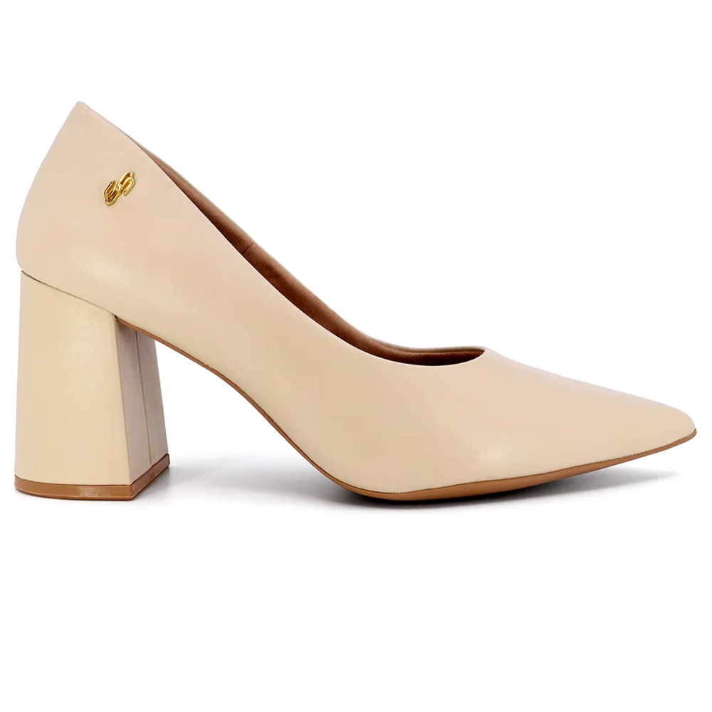 Scarpin Salto Bloco Off-white AH0511