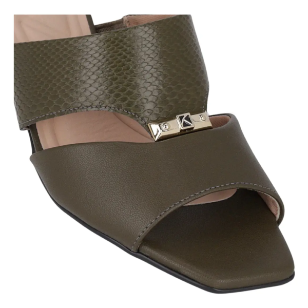 Tamanco Piccadilly Snake Salto Bloco Médio Verde 543089