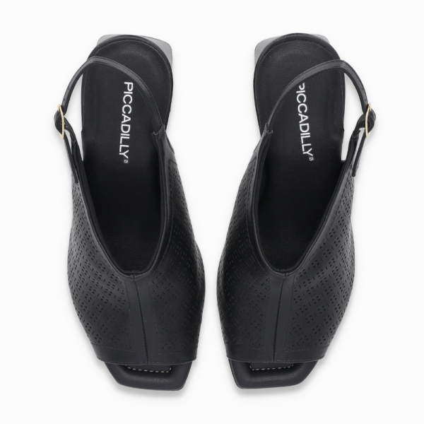 Sandália Feminina Piccadilly Salto Bloco Alto Preto 626055