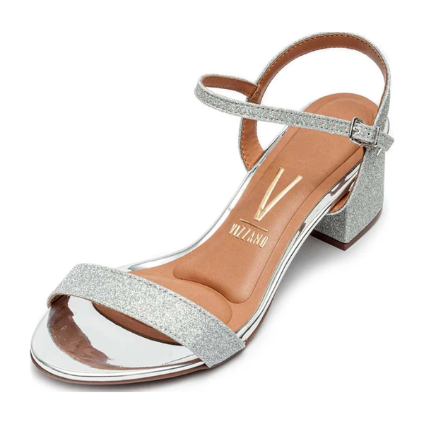 Sandália Feminina Vizzano Salto Bloco Médio Prata 6291.900.26594.41