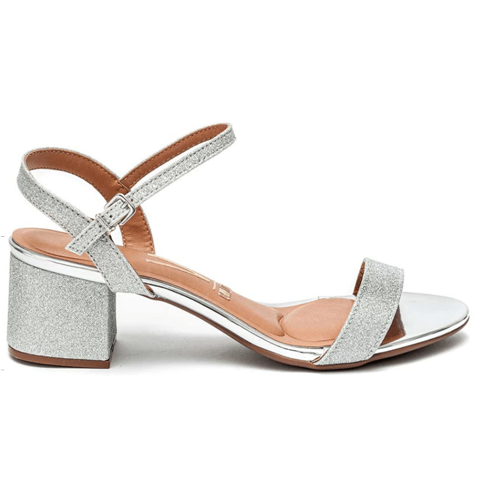 Sandália Feminina Vizzano Salto Bloco Médio Prata 6291.900.26594.41