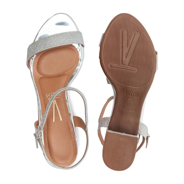 Sandália Feminina Vizzano Salto Bloco Médio Prata 6291.900.26594.41
