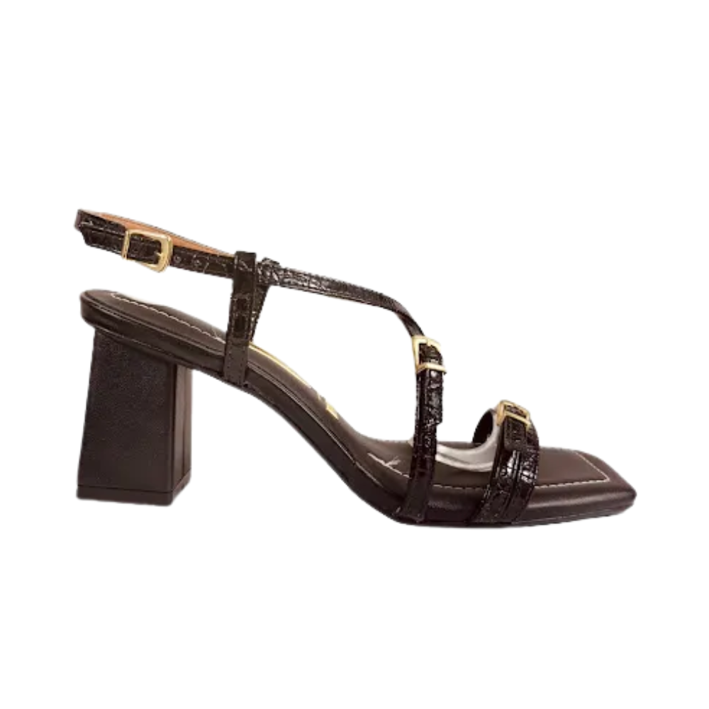 Sandália Feminina Vizzano Salto Bloco Alto Vernizado Preto 6455.136.30990.15745
