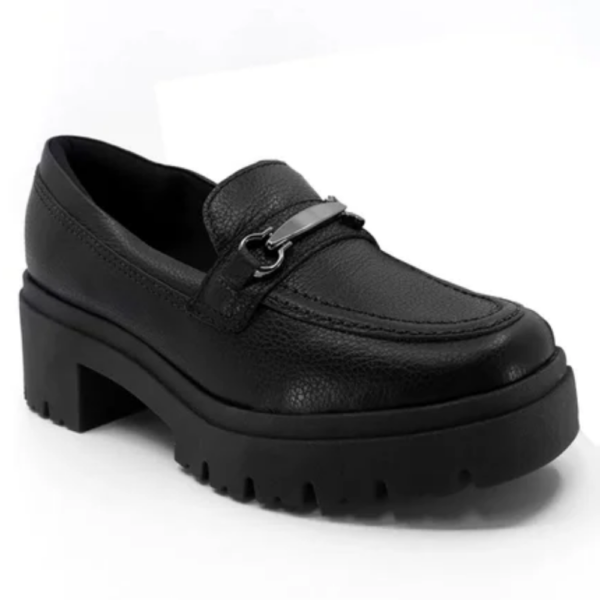 Mocassim Feminino Usaflex em Couro Tratorado Preto AJ0904