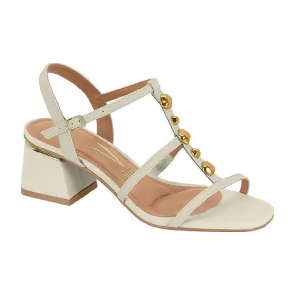 Sandália Feminina Vizzano Salto Bloco Médio Off-white 6428.153.7286.35312