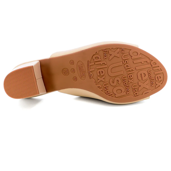 Tamanco Usaflex em Couro Off-white Y8216