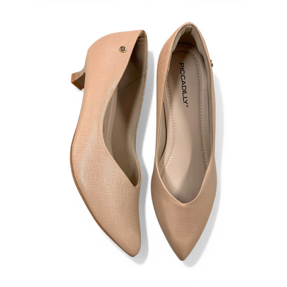 Sapato Scarpin Feminino Piccadilly Salto Taça Nude 740020 - Imagem 3