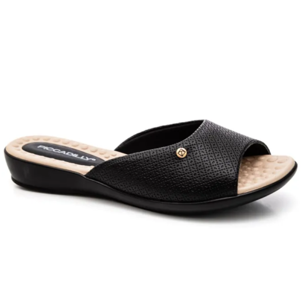 Tamanco Piccadilly Camila Feminino Rasteira Preto 500352
