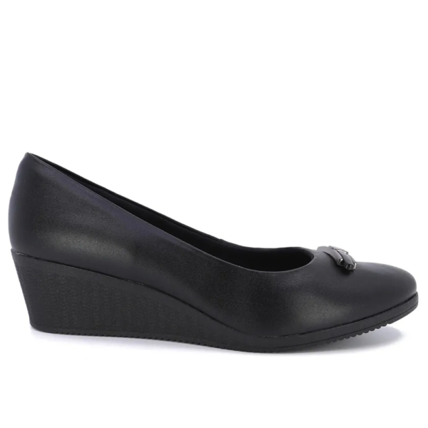 Sapato Usaflex Scarpin Salto Anabela Em Couro Preto AA3812