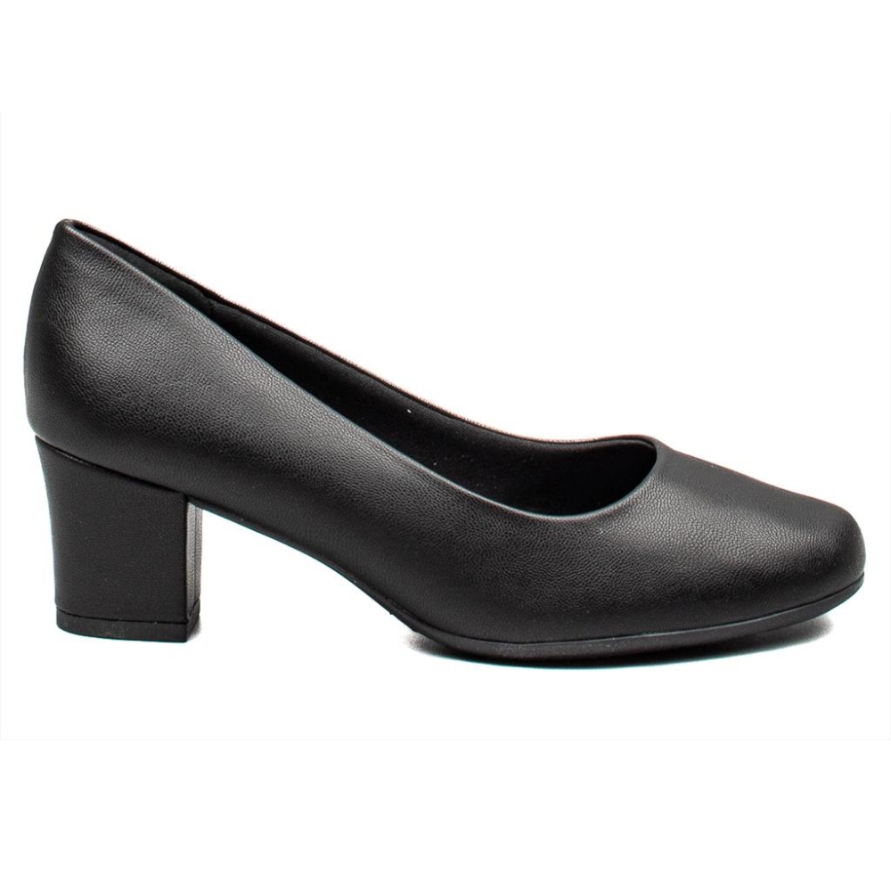 Sapato Feminino Piccadilly Salto Bloco Conforto Preto 110072-3115