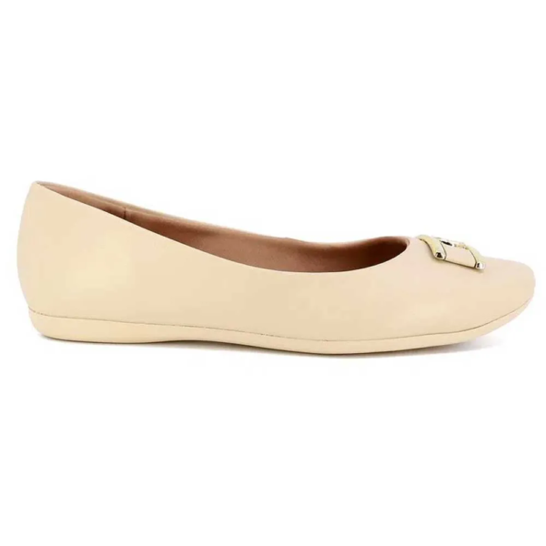 Sapatilha Feminina Usaflex em Couro Off-white T75590