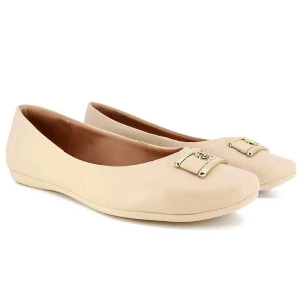 Sapatilha Feminina Usaflex em Couro Off-white T75590