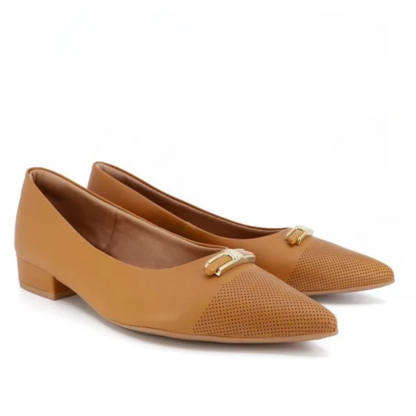 Scarpin Feminino Usaflex em Couro Bico Fino Marrom AB662