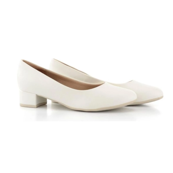 Sapato Feminino Piccadilly Salto Bloco Conforto Branco 140110