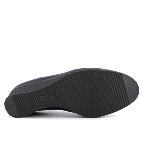 Sapato Usaflex Scarpin Salto Anabela Em Couro Preto AA3812