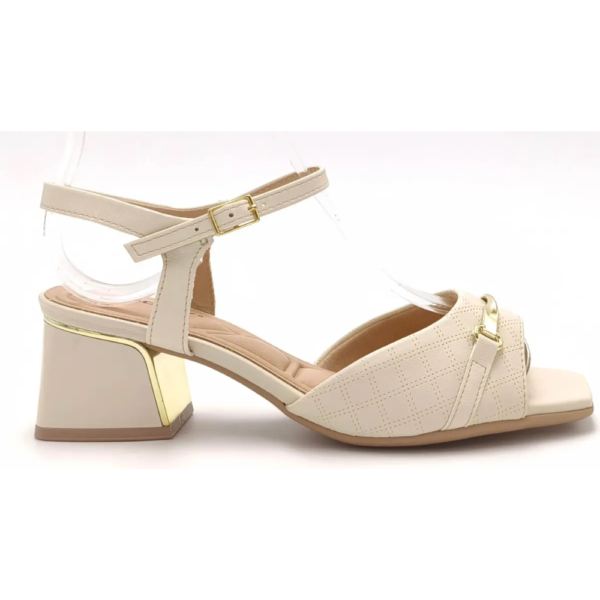 Sandália Feminina Piccadilly Salto Bloco Off-white 543098