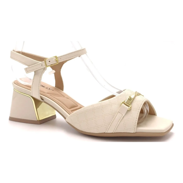 Sandália Feminina Piccadilly Salto Bloco Off-white 543098