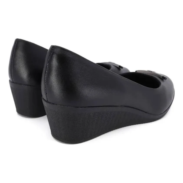 Sapato Usaflex Scarpin Salto Anabela Em Couro Preto AA3812