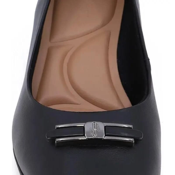 Sapato Usaflex Scarpin Salto Anabela Em Couro Preto AA3812