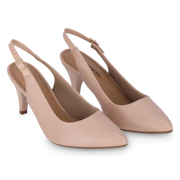 Sapato Piccadilly Scarpin Slingback Feminino Fivela Regulável Nude 745045
