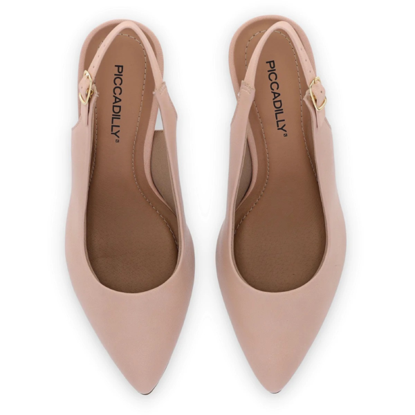 Sapato Piccadilly Scarpin Slingback Feminino Fivela Regulável Nude 745045