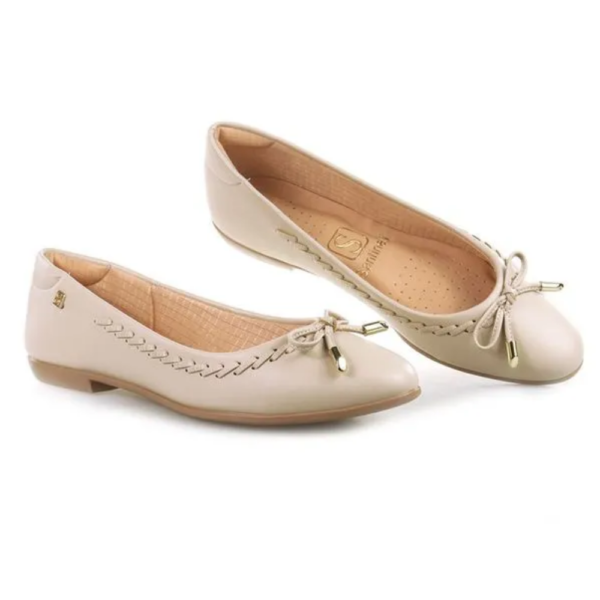 Sapatilha Feminina Santinelli Baixa Bico Redondo Off-white 1628-002-252