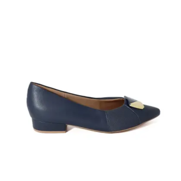 Scarpin Feminino Usaflex em Couro Bico Fino Azul AB6619