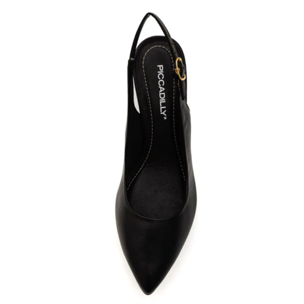 Sapato Piccadilly Scarpin Slingback Feminino Fivela Regulável Preto 745045