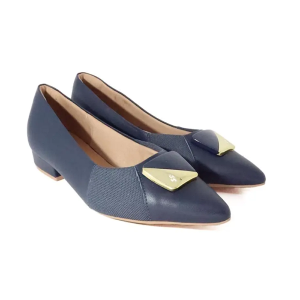Scarpin Feminino Usaflex em Couro Bico Fino Azul AB6619