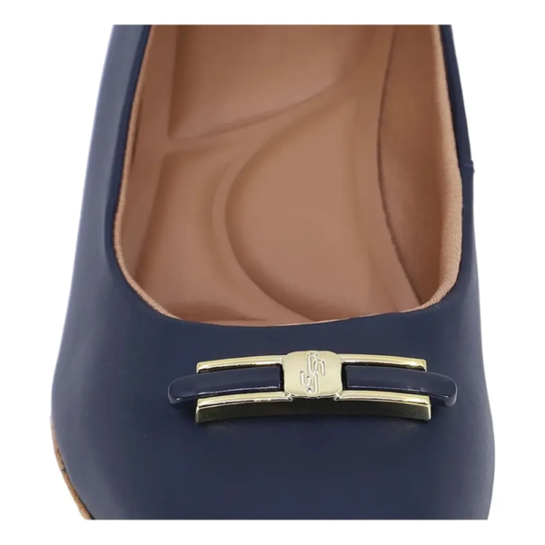 Sapato Usaflex Scarpin Salto Anabela Em Couro Azul AA3812