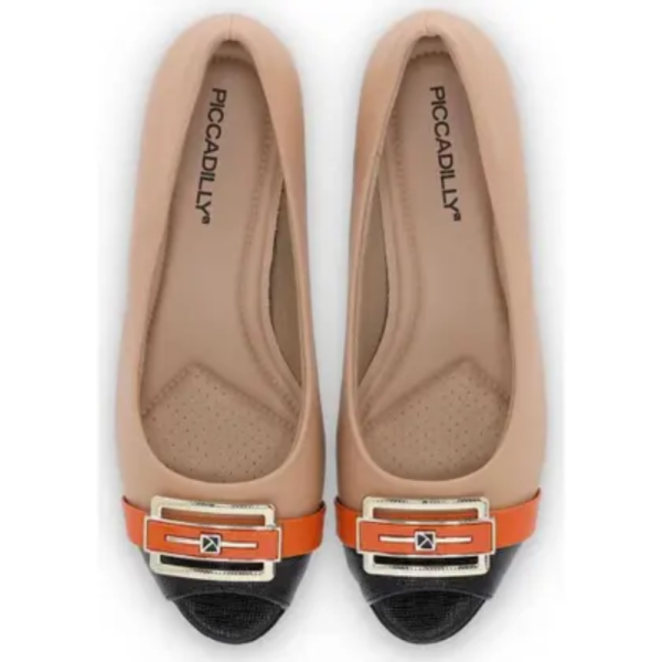Sapato Peep Toe Feminino Piccadilly Salto Bloco Nude 114049