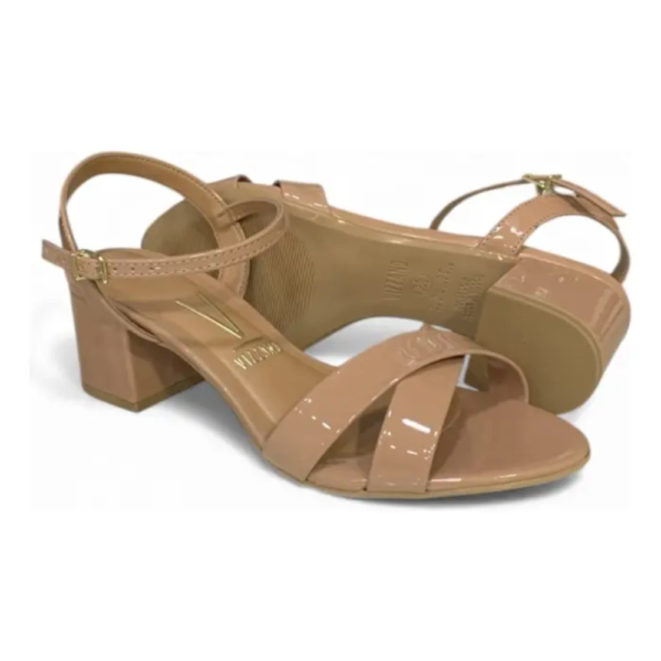 Sandália Feminina Vizzano Salto Bloco Vernizada Nude 6291.927.13488.52531