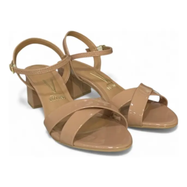 Sandália Feminina Vizzano Salto Bloco Vernizada Nude 6291.927.13488.52531