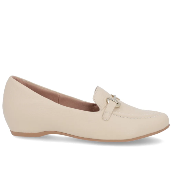 Mocassim Feminino Usaflex em Couro Off-white N2270