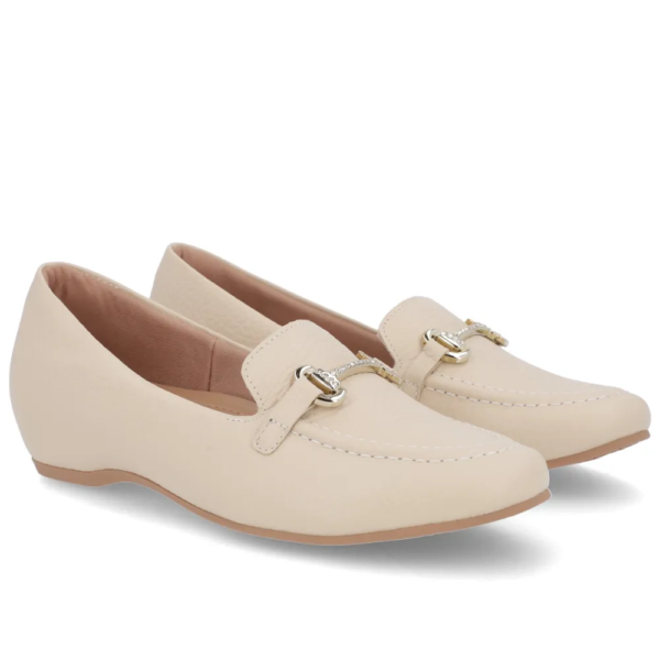 Mocassim Feminino Usaflex em Couro Off-white N2270