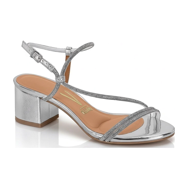 Sandália Feminina Vizzano Salto Bloco Médio Prata 6291.1175.30667.97252