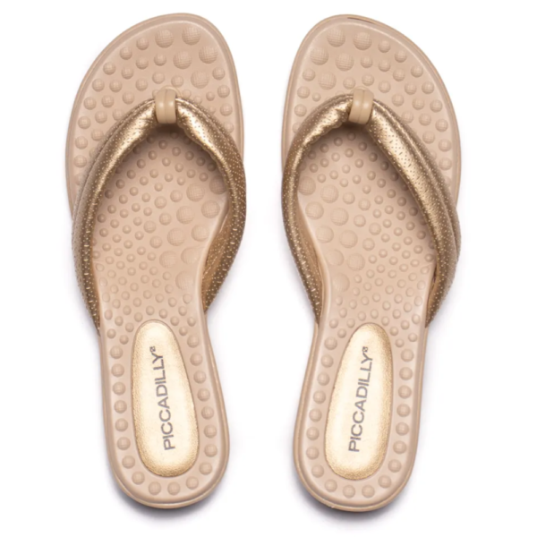 Chinelo Feminino Confort Piccadilly Dourada 500401