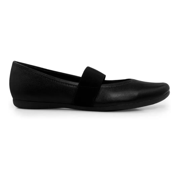 Sapatilha Feminina Usaflex em Couro Boneca Bico Redondo Preto T7551