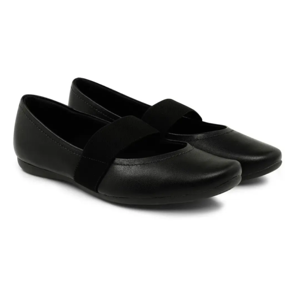 Sapatilha Feminina Usaflex em Couro Boneca Bico Redondo Preto T7551