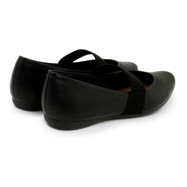 Sapatilha Feminina Usaflex em Couro Boneca Bico Redondo Preto T7551