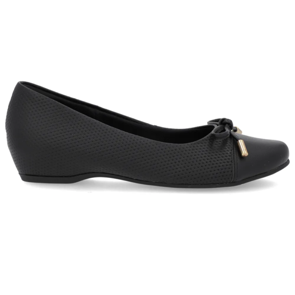 Sapatilha Feminina Usaflex em Couro Bico Redondo Preto N2278