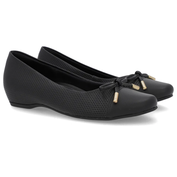 Sapatilha Feminina Usaflex em Couro Bico Redondo Preto N2278
