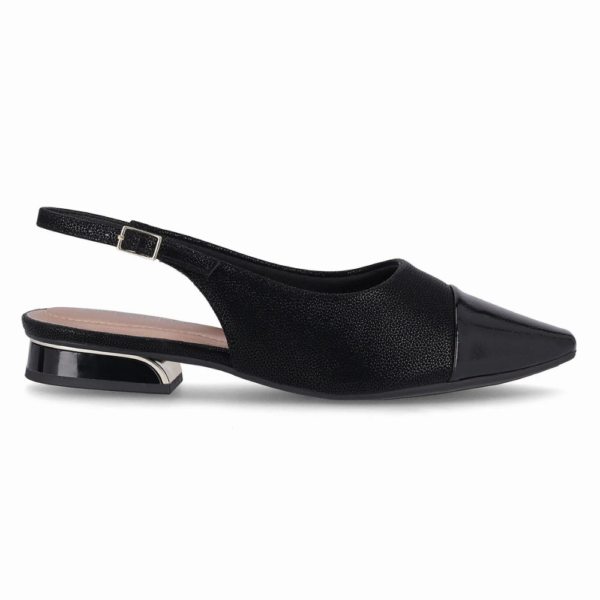Sapato Feminino Piccadilly Slingback Silvia Salto Baixo Preto 279046